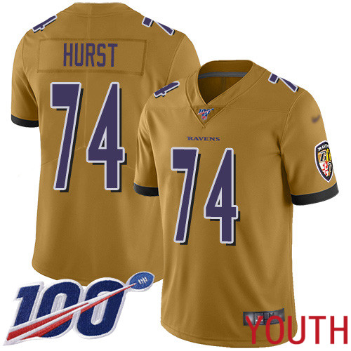 Baltimore Ravens Limited Gold Youth James Hurst Jersey NFL Football #74 100th Season Inverted Legend